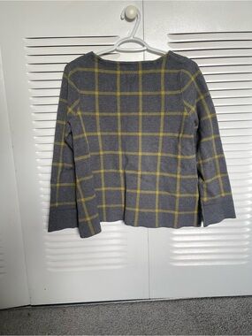 Cynthia Rowley Gray & Yellow Windowpane Sweater